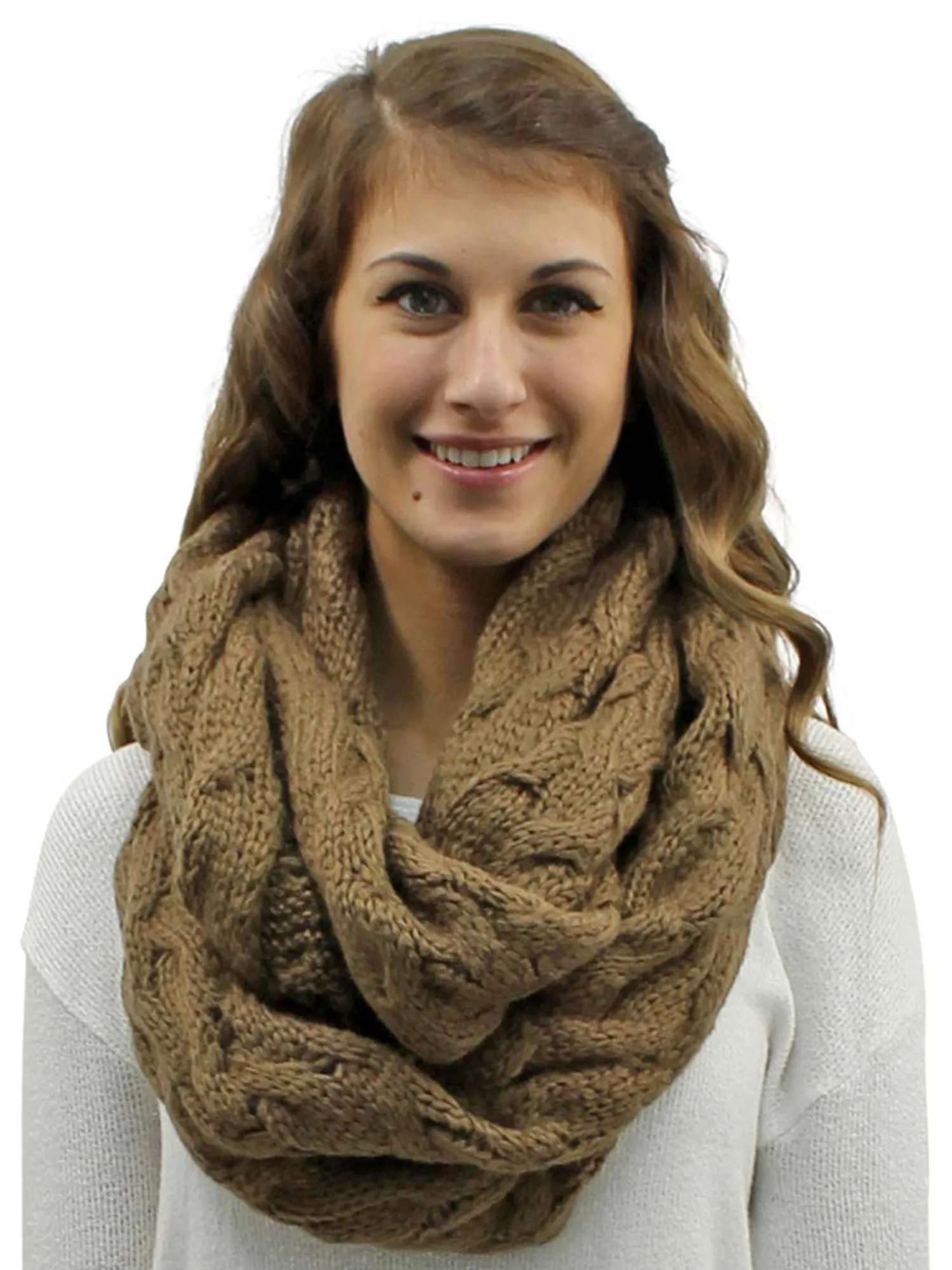 Oversize Chunky Cable Knit Unisex Infinity Scarf