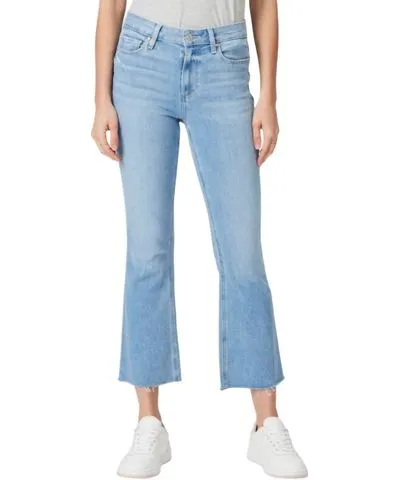 PAIGE Colette Crop Flare Raw Hem Jeans In Helena