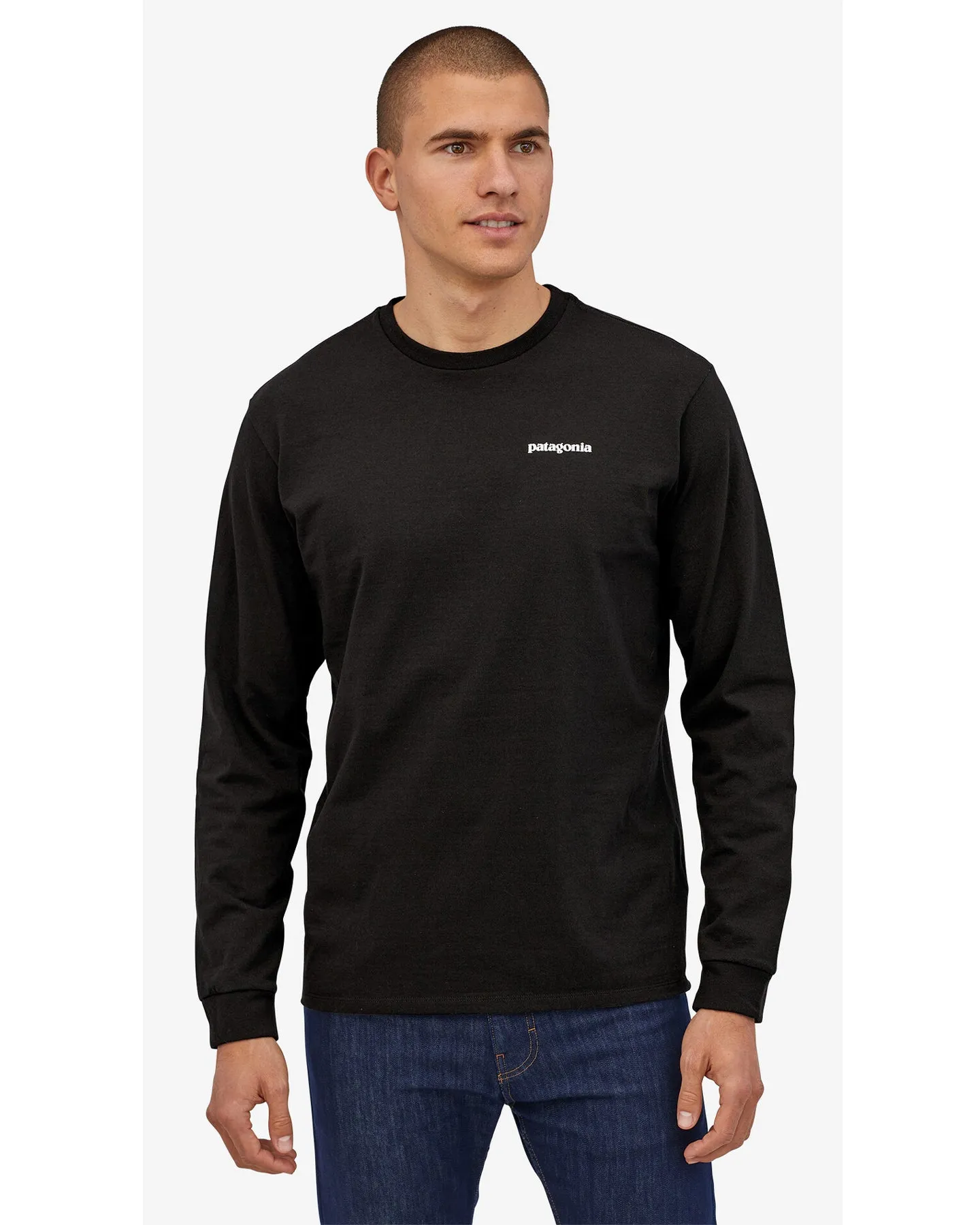 Patagonia Long Sleeve P-6 Logo Responsibili-Tee - Black