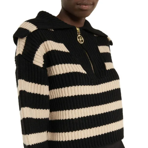 PATOU  |Stripes Casual Style Wool Long Sleeves V-neck & Crew neck