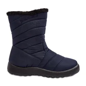 PE1 Women's Tall Insulated Snow Boots Navy Blue Luxina