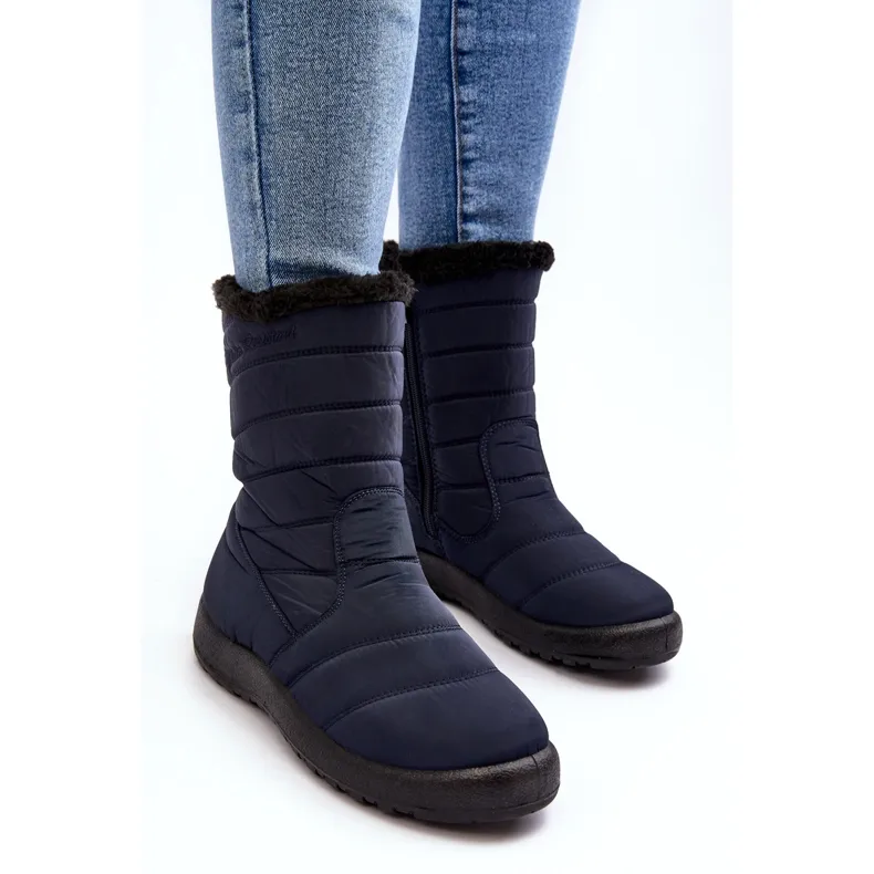 PE1 Women's Tall Insulated Snow Boots Navy Blue Luxina