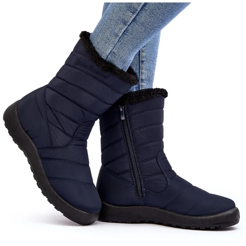 PE1 Women's Tall Insulated Snow Boots Navy Blue Luxina