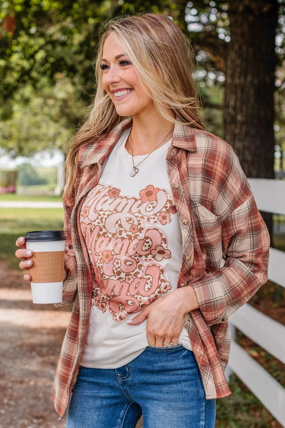 Perfectly Imperfect Button Plaid Top- Auburn