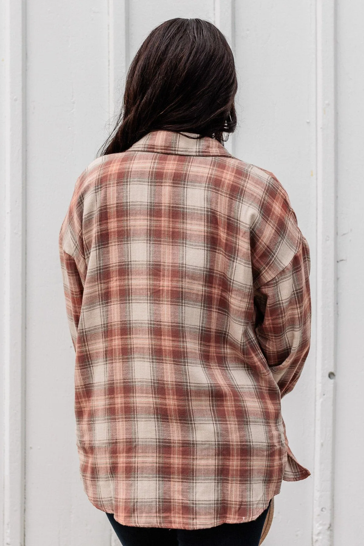 Perfectly Imperfect Button Plaid Top- Auburn