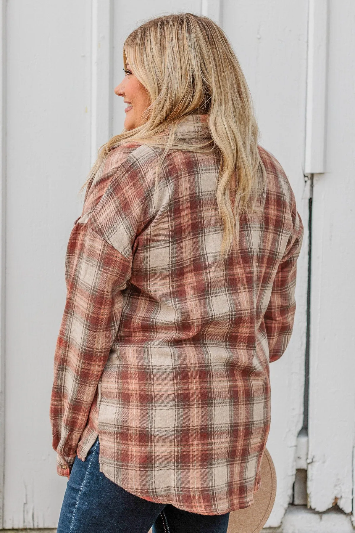 Perfectly Imperfect Button Plaid Top- Auburn