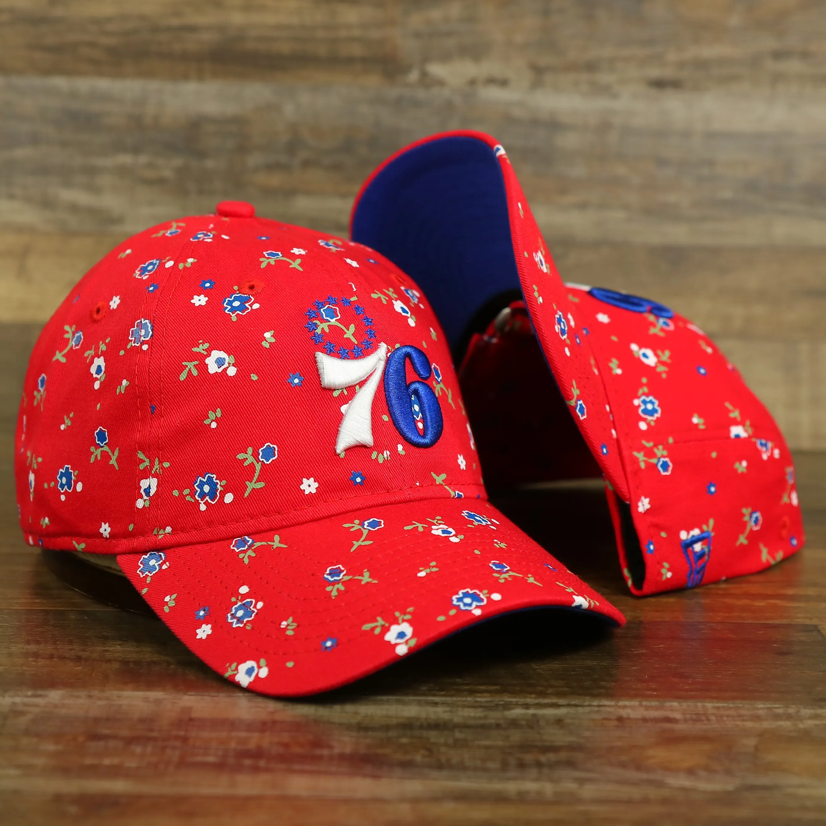 Philadelphia 76ers Ladies Floral Bloom Micro Flower Pattern 9Twenty Dad Hat | Womens Floral 76ers Hat