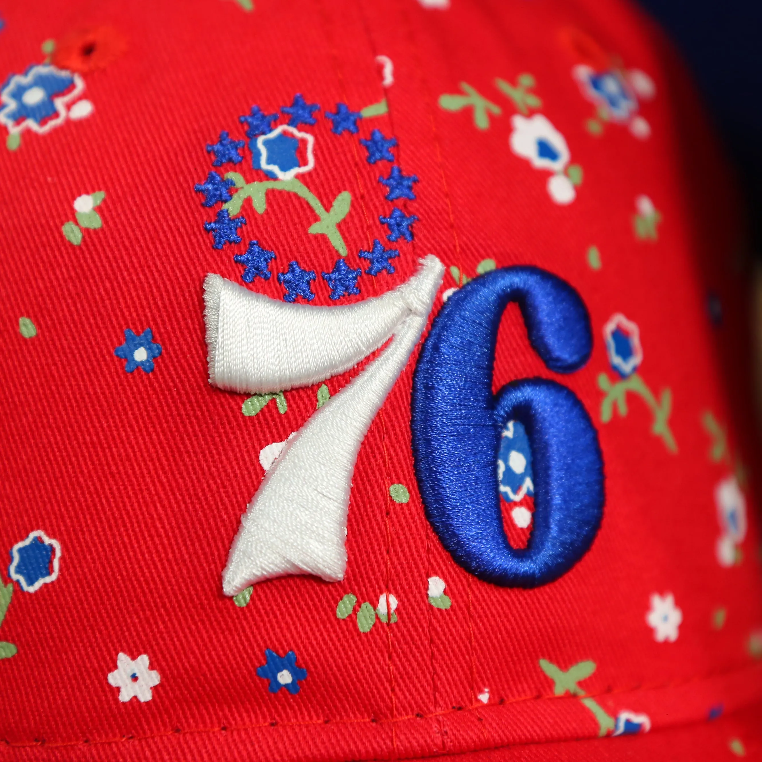 Philadelphia 76ers Ladies Floral Bloom Micro Flower Pattern 9Twenty Dad Hat | Womens Floral 76ers Hat