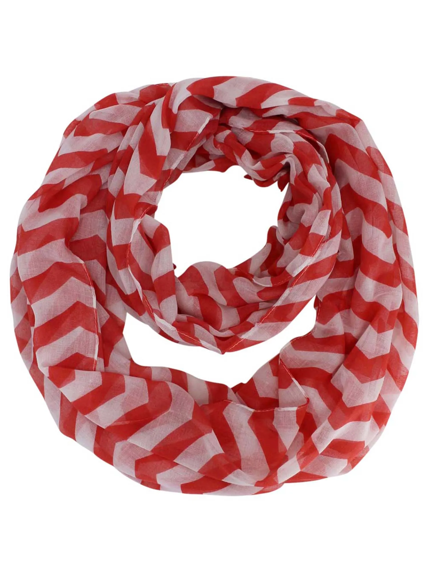 Pink & White Chevron Striped Infinity Scarf