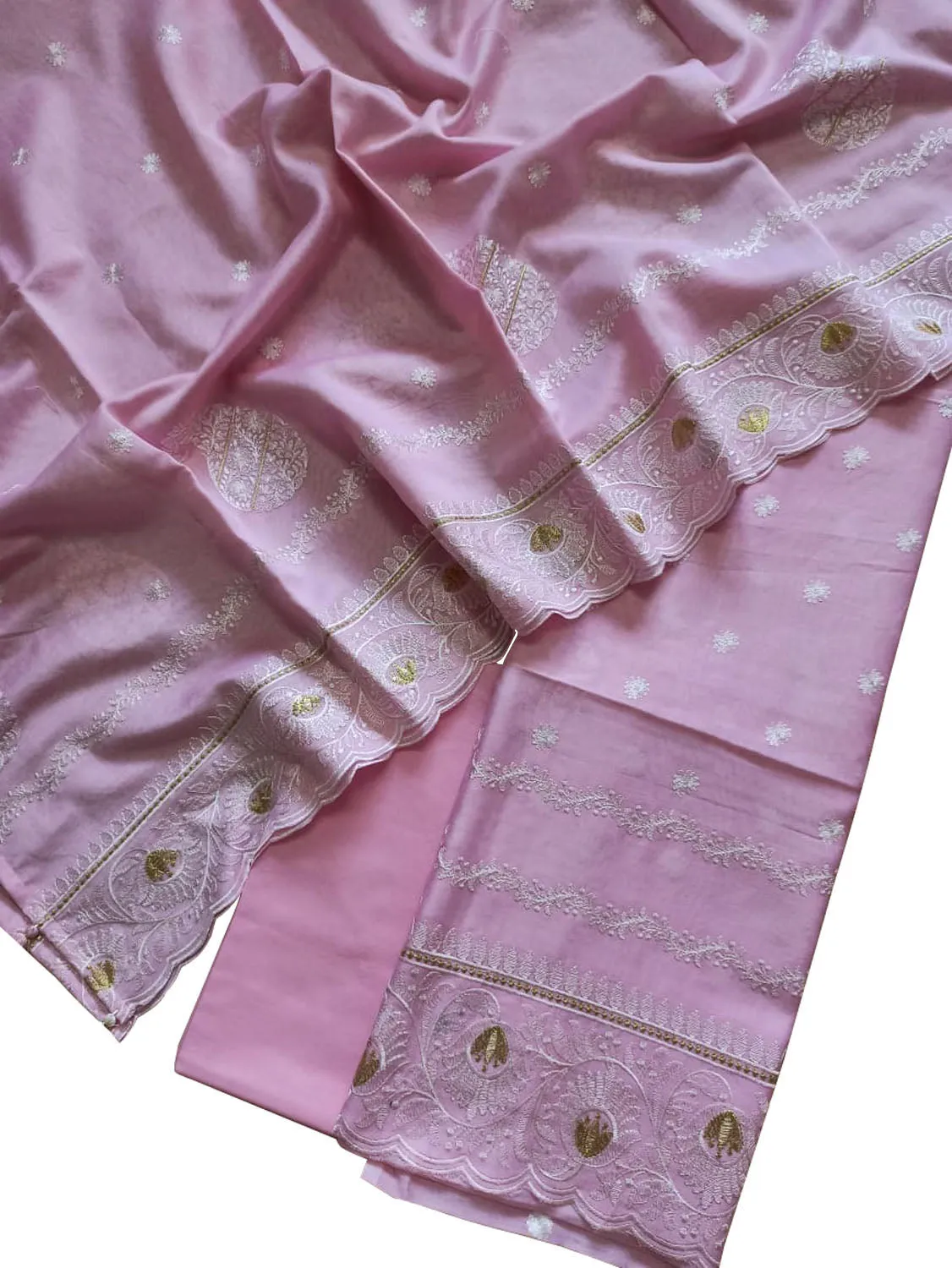 Pink Banarasi Pure Chanderi Silk Embroidered Suit Set