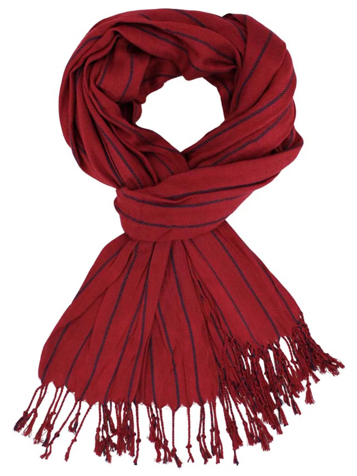 Pinstripe Unisex Scarf Wrap With Fringe