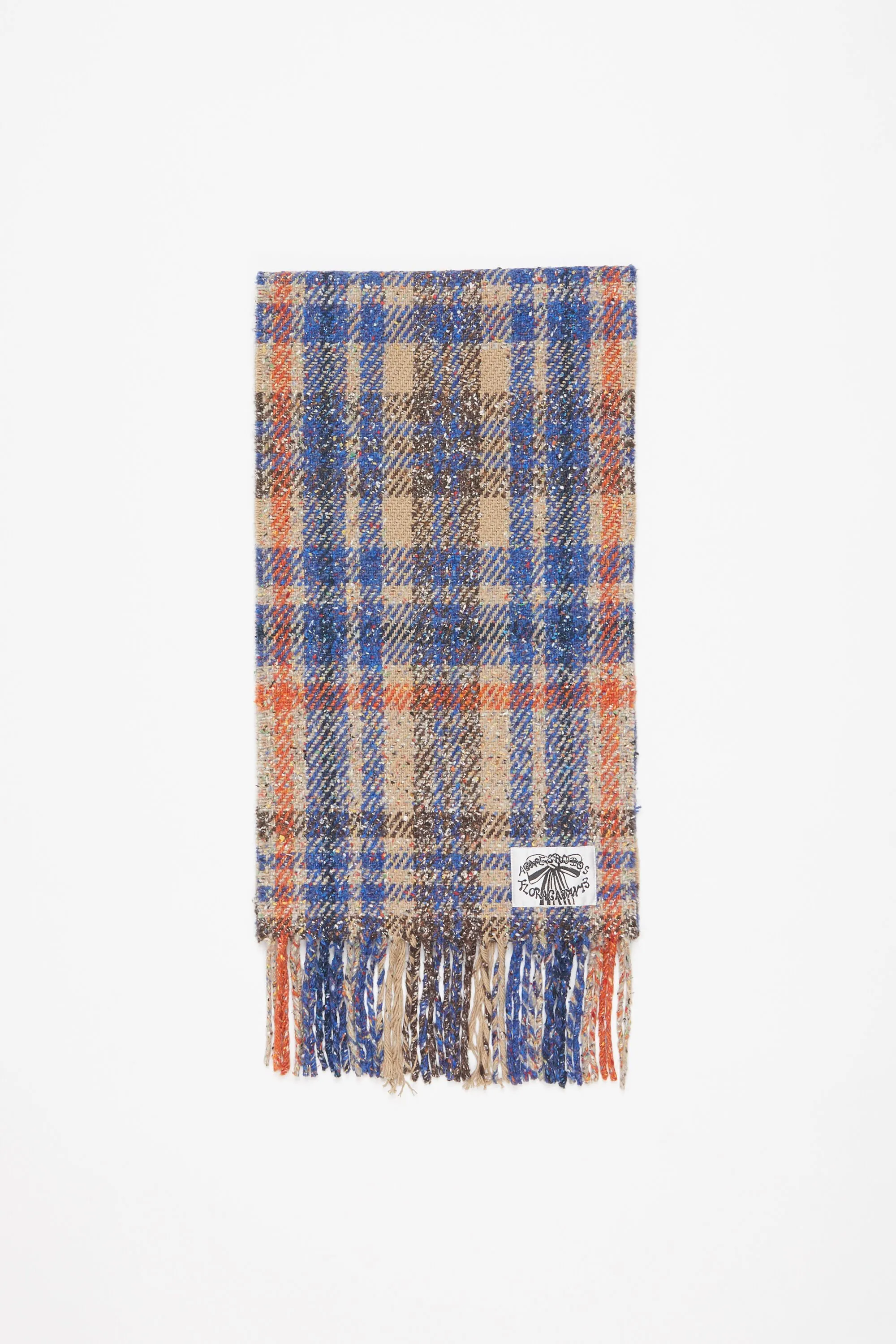 Plaid fringe scarf