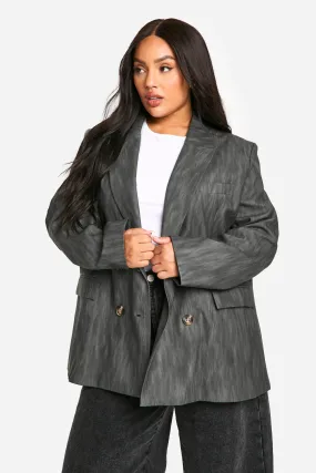 Plus Premium Washed Faux Leather Oversized Blazer