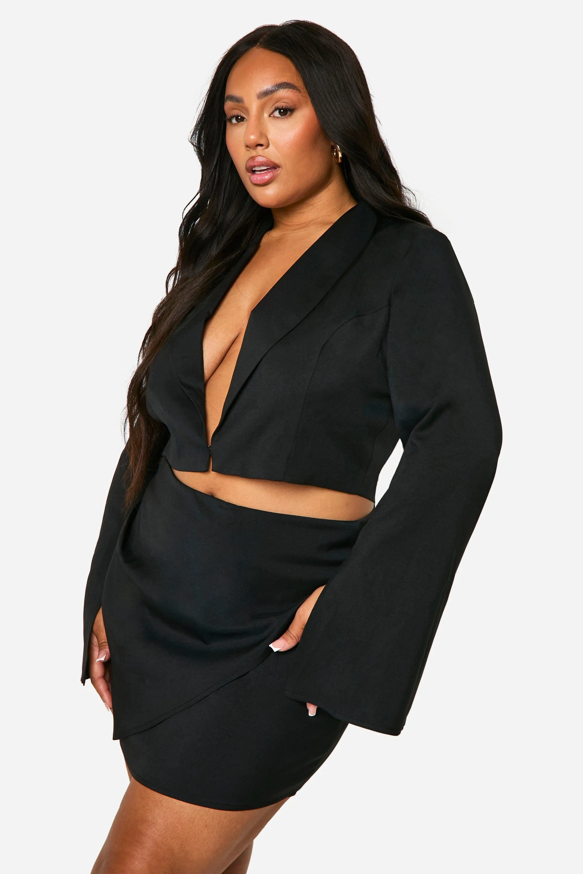 Plus Tailroed Longline Crop Blazer