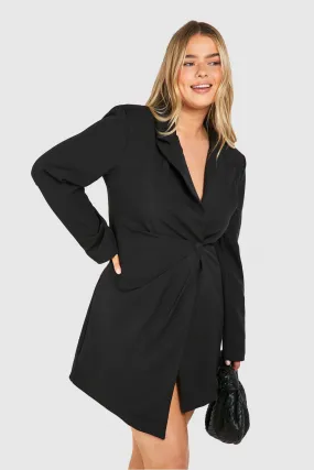 Plus Woven Drape Detail Blazer Dress