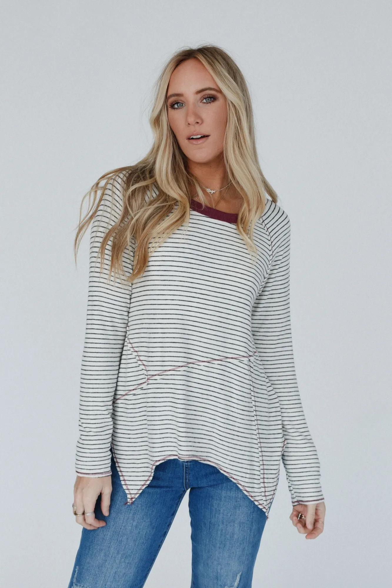 Poetic Pinstripe Top - Ivory Multi