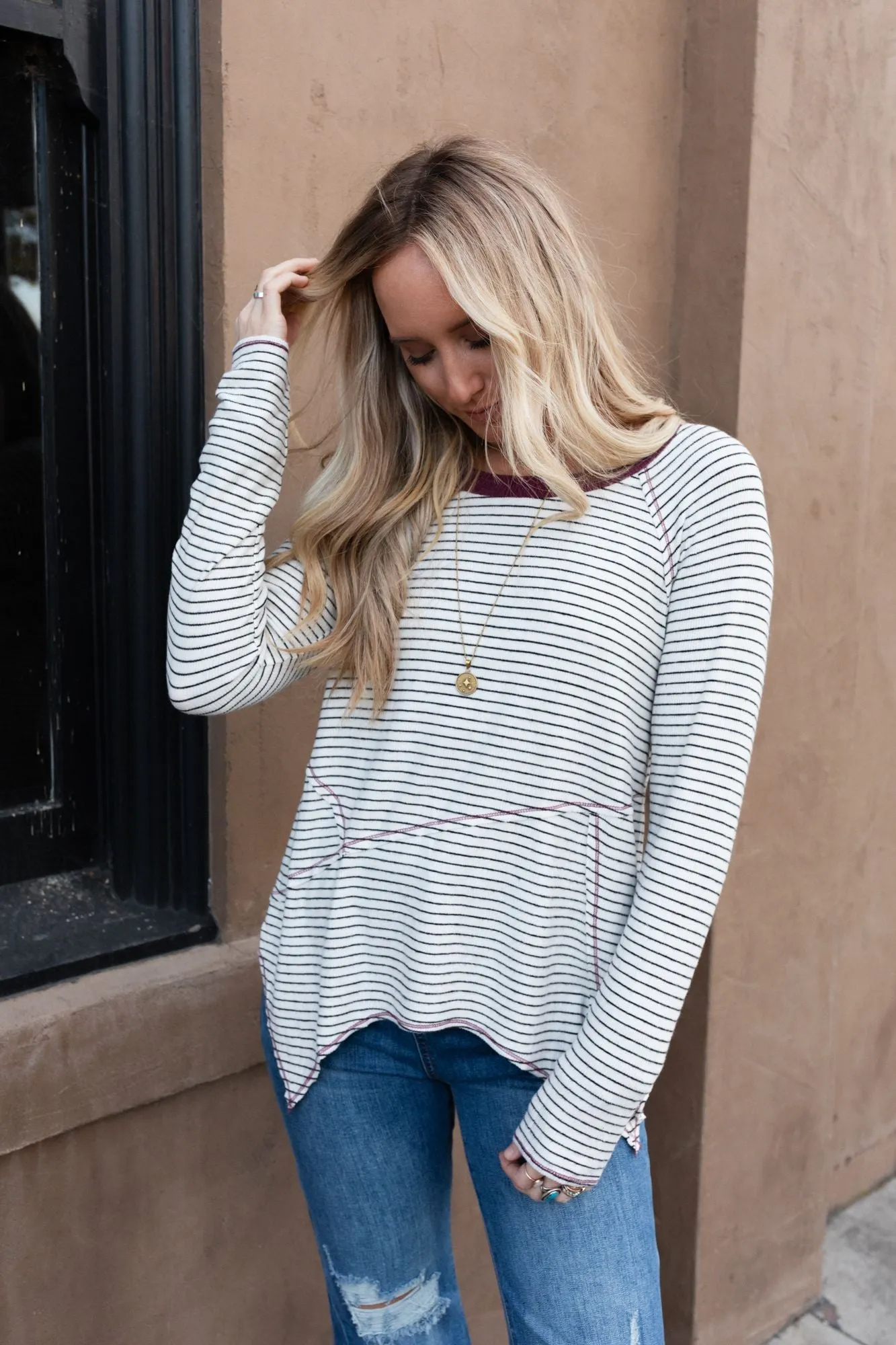 Poetic Pinstripe Top - Ivory Multi