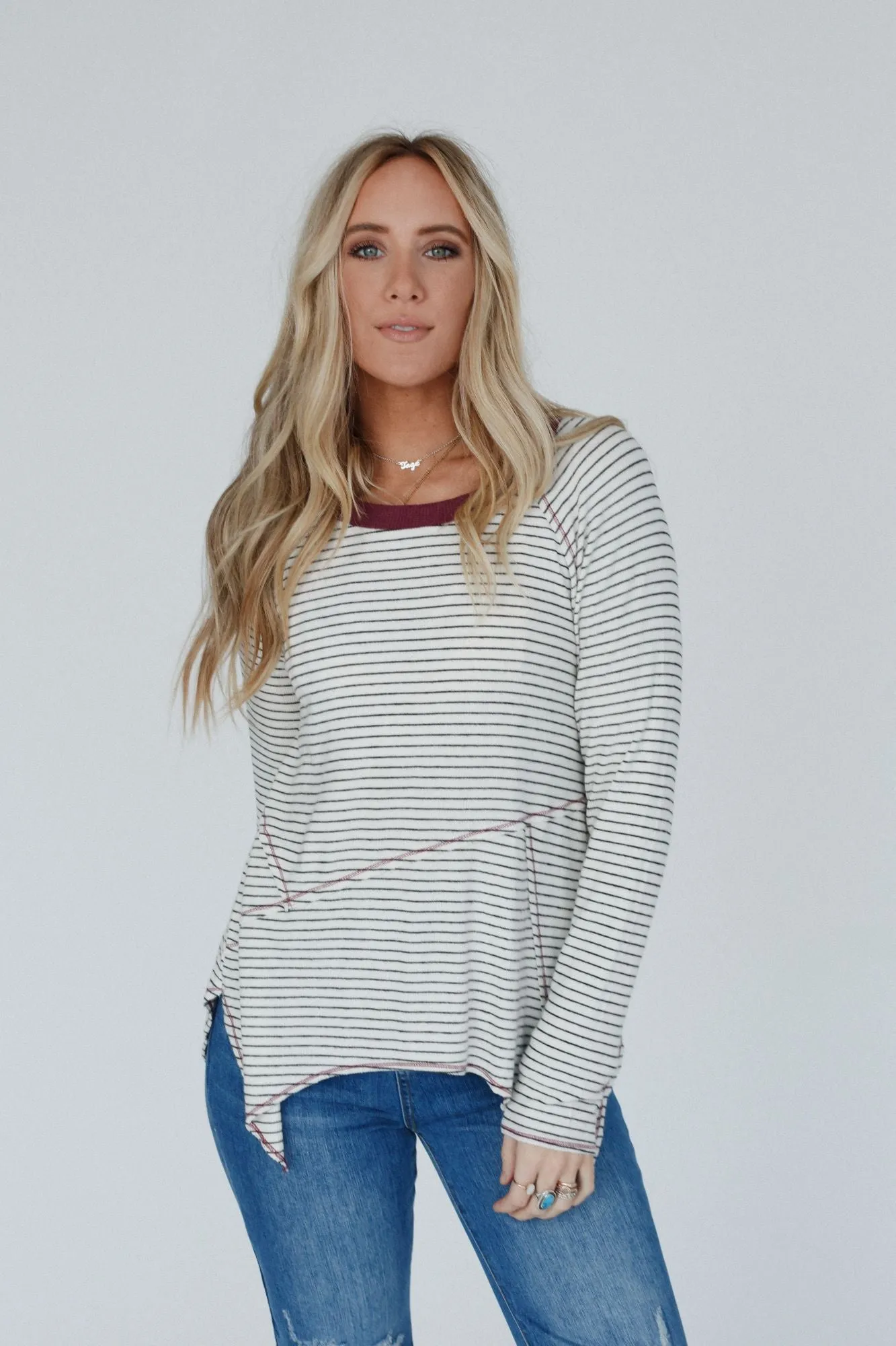 Poetic Pinstripe Top - Ivory Multi