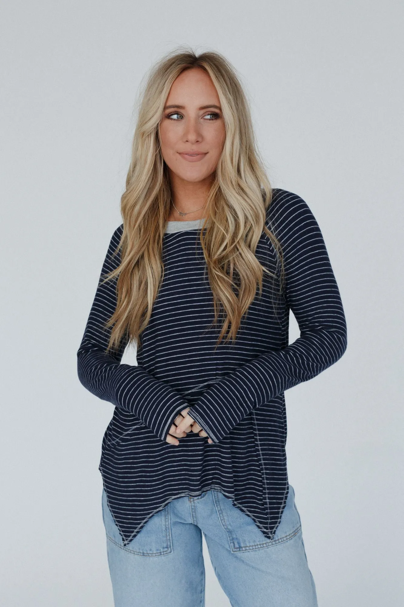 Poetic Pinstripe Top - Navy Multi