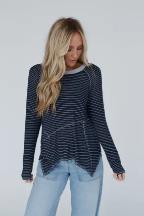 Poetic Pinstripe Top - Navy Multi