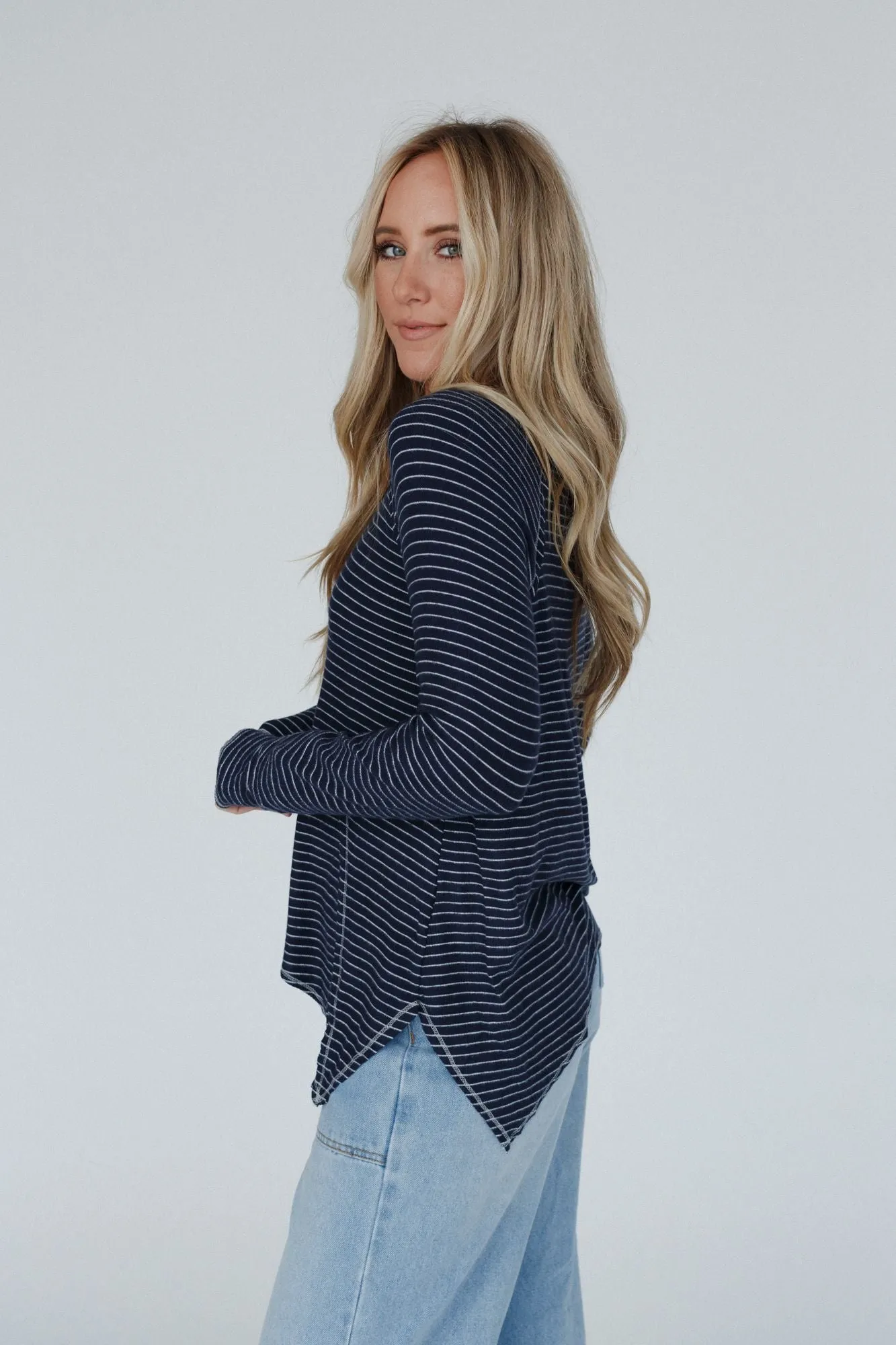 Poetic Pinstripe Top - Navy Multi