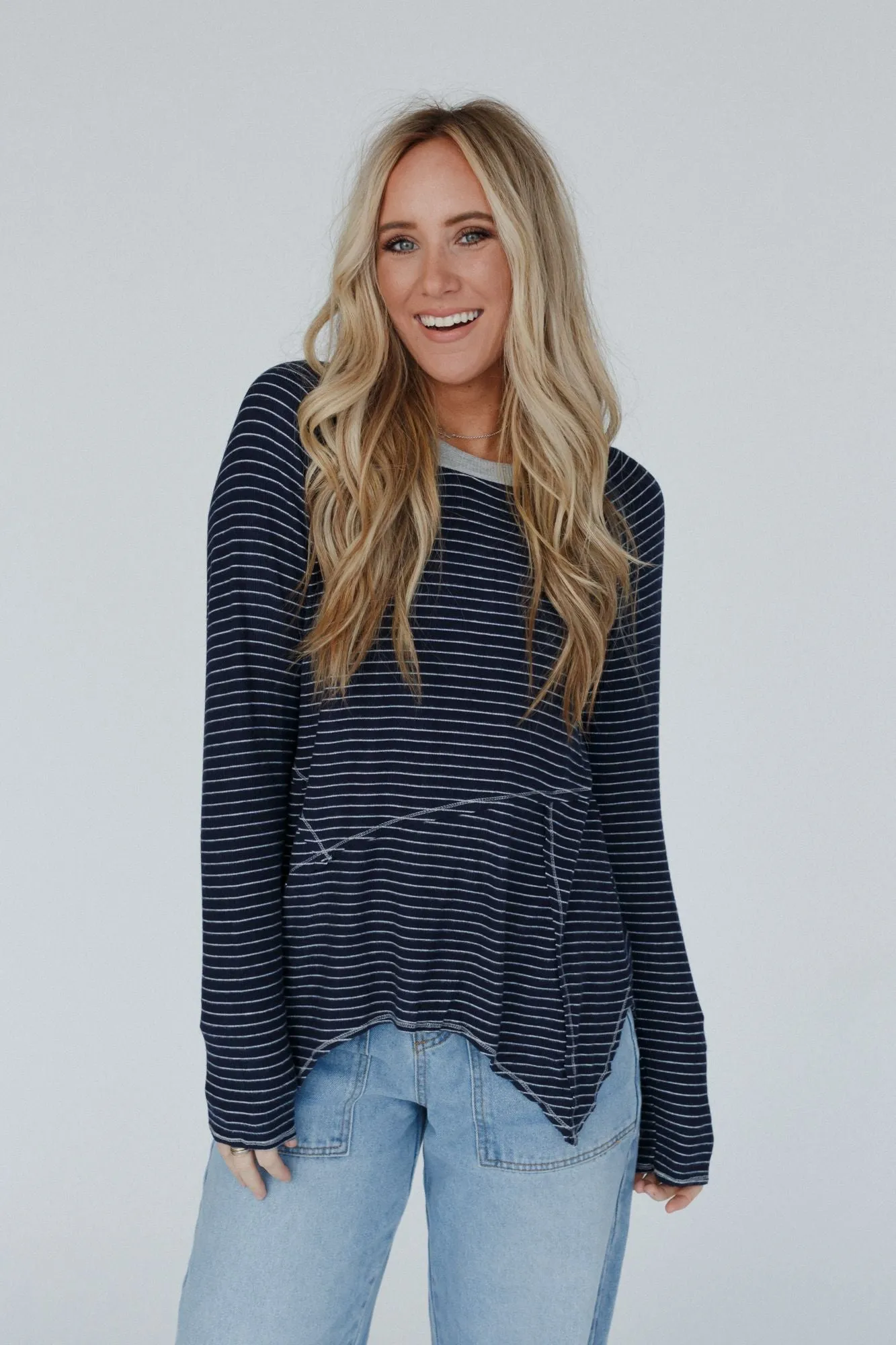 Poetic Pinstripe Top - Navy Multi