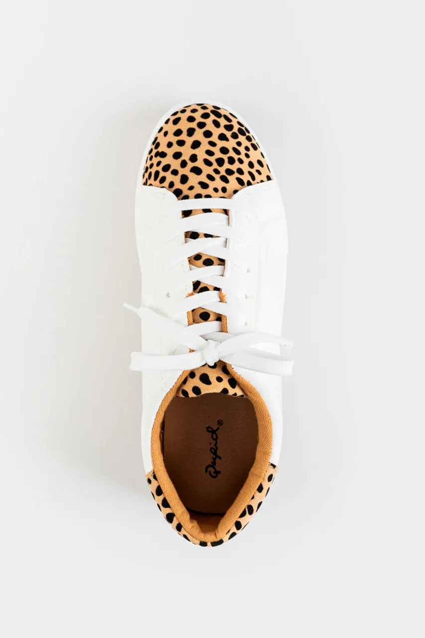 Qupid Animal Print Lace Up Sneaker