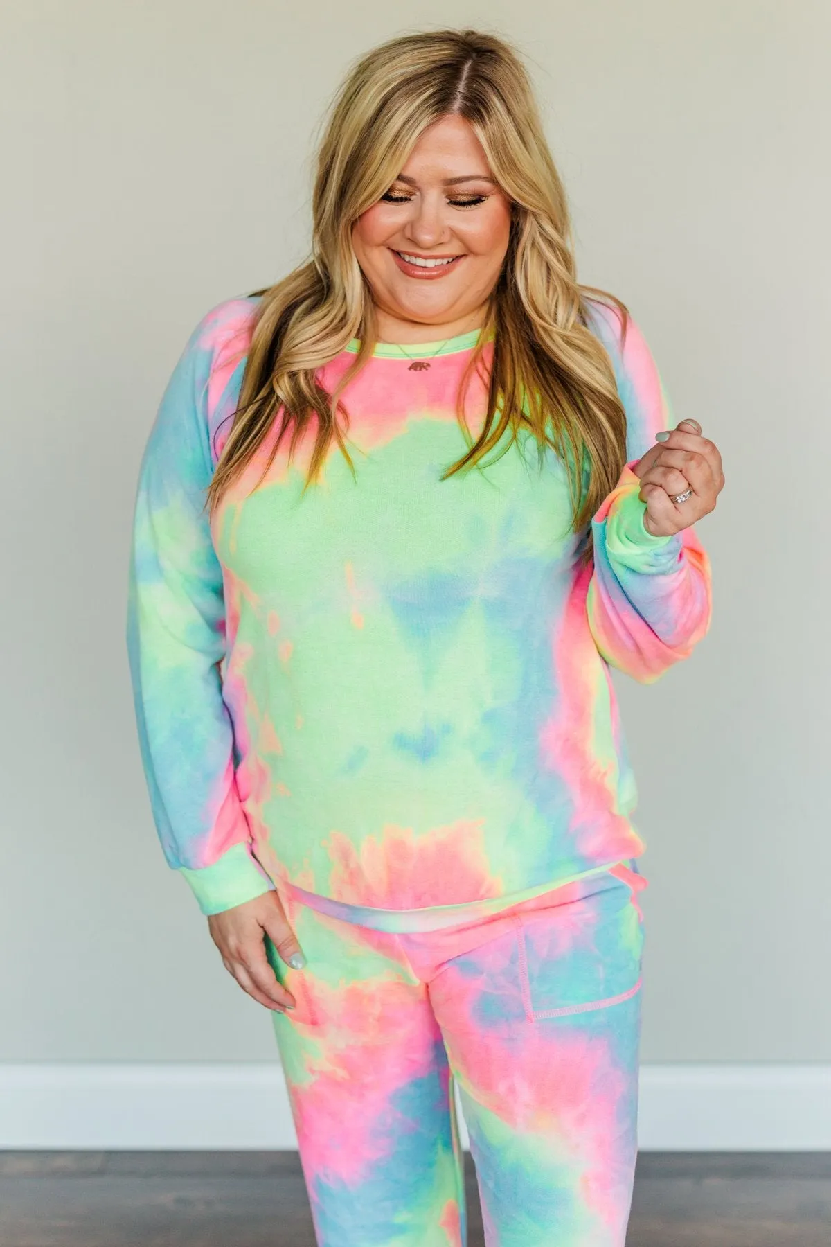 Radiant Smiles Tie-Dye Lounge Top- Rainbow