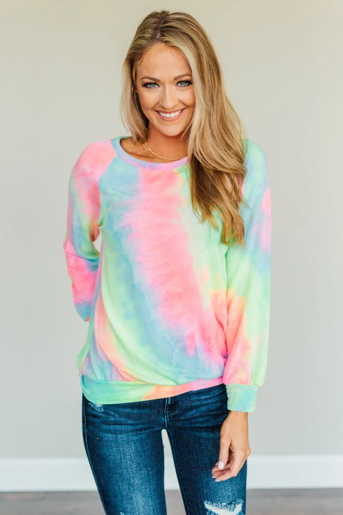 Radiant Smiles Tie-Dye Lounge Top- Rainbow