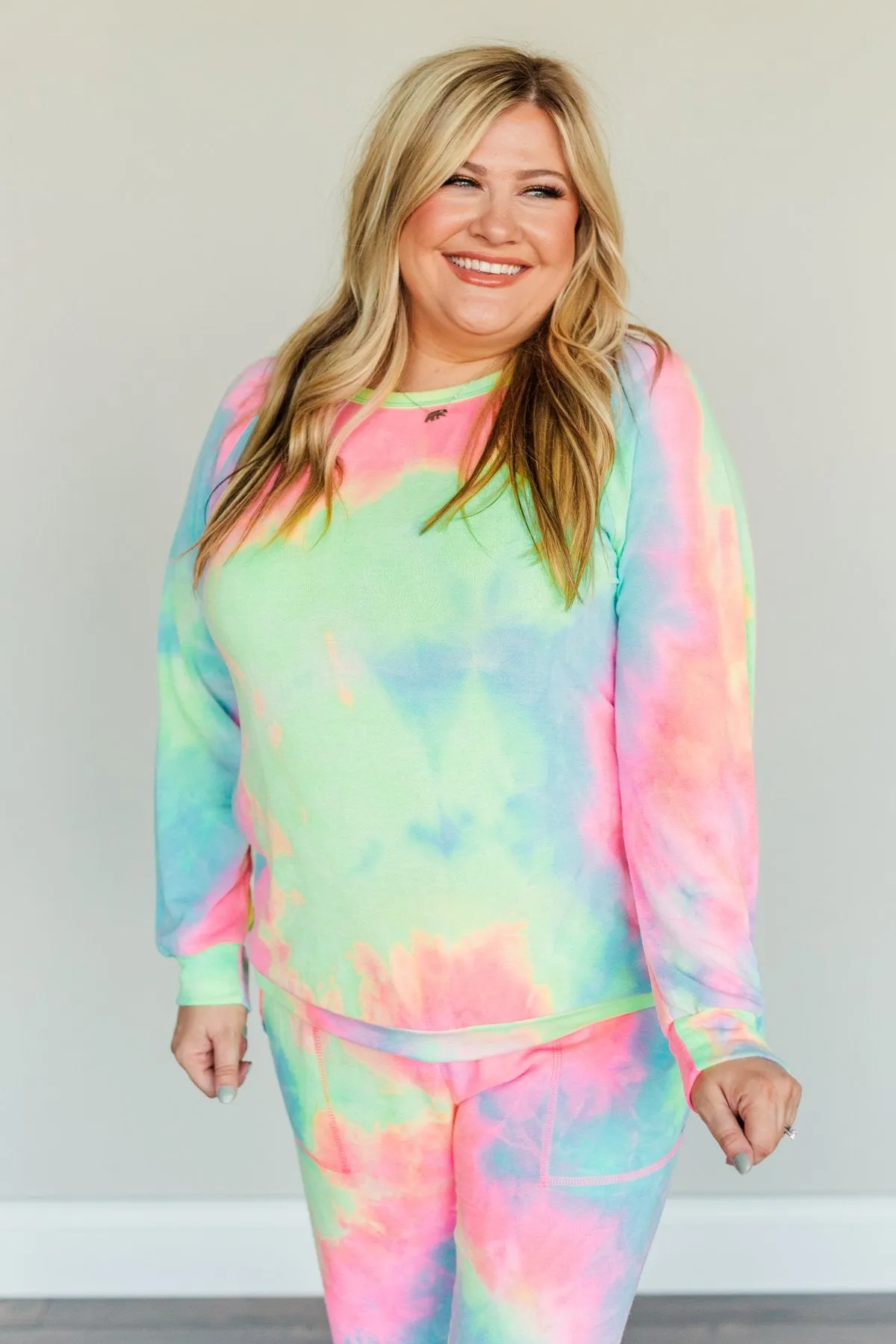 Radiant Smiles Tie-Dye Lounge Top- Rainbow