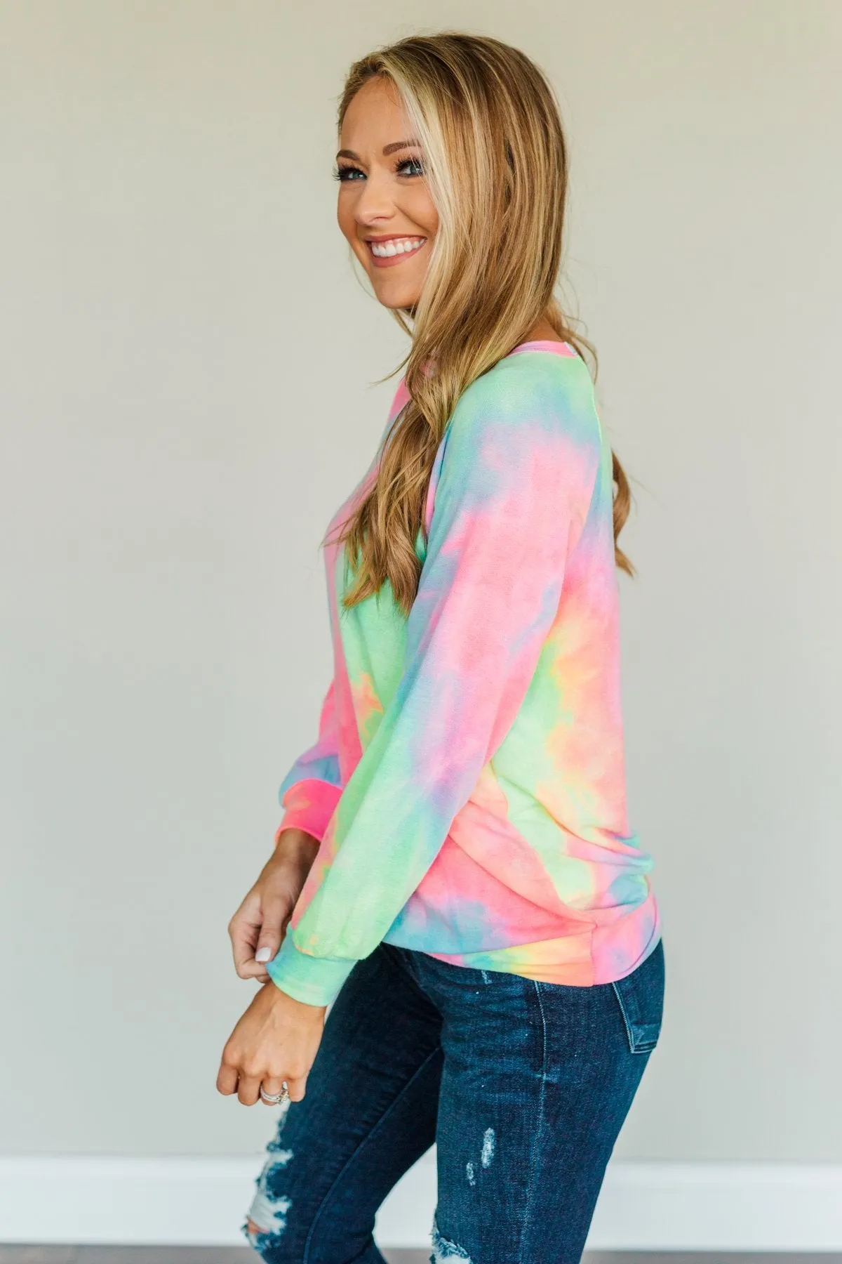 Radiant Smiles Tie-Dye Lounge Top- Rainbow