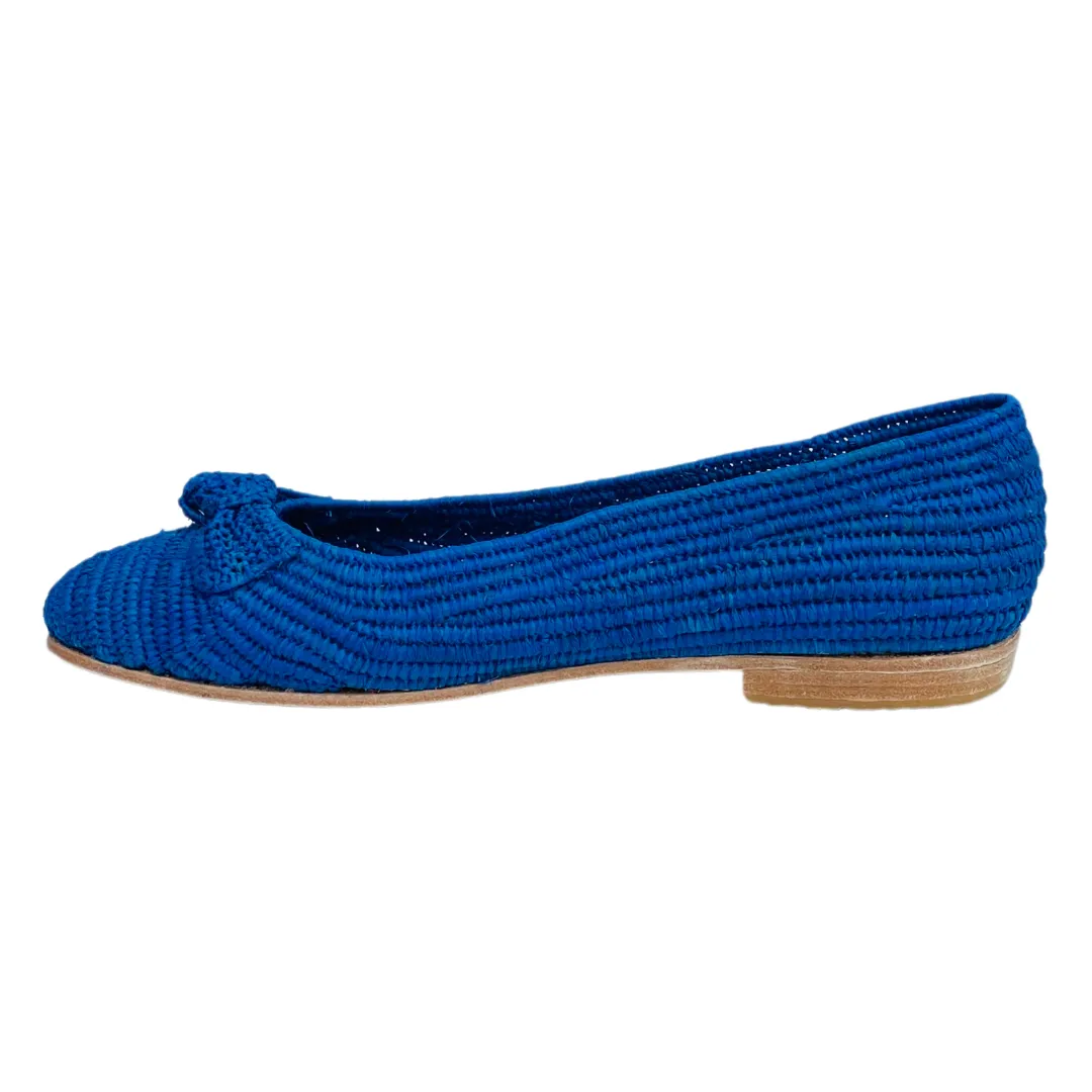 Raffia Ballet Flats (Blue)