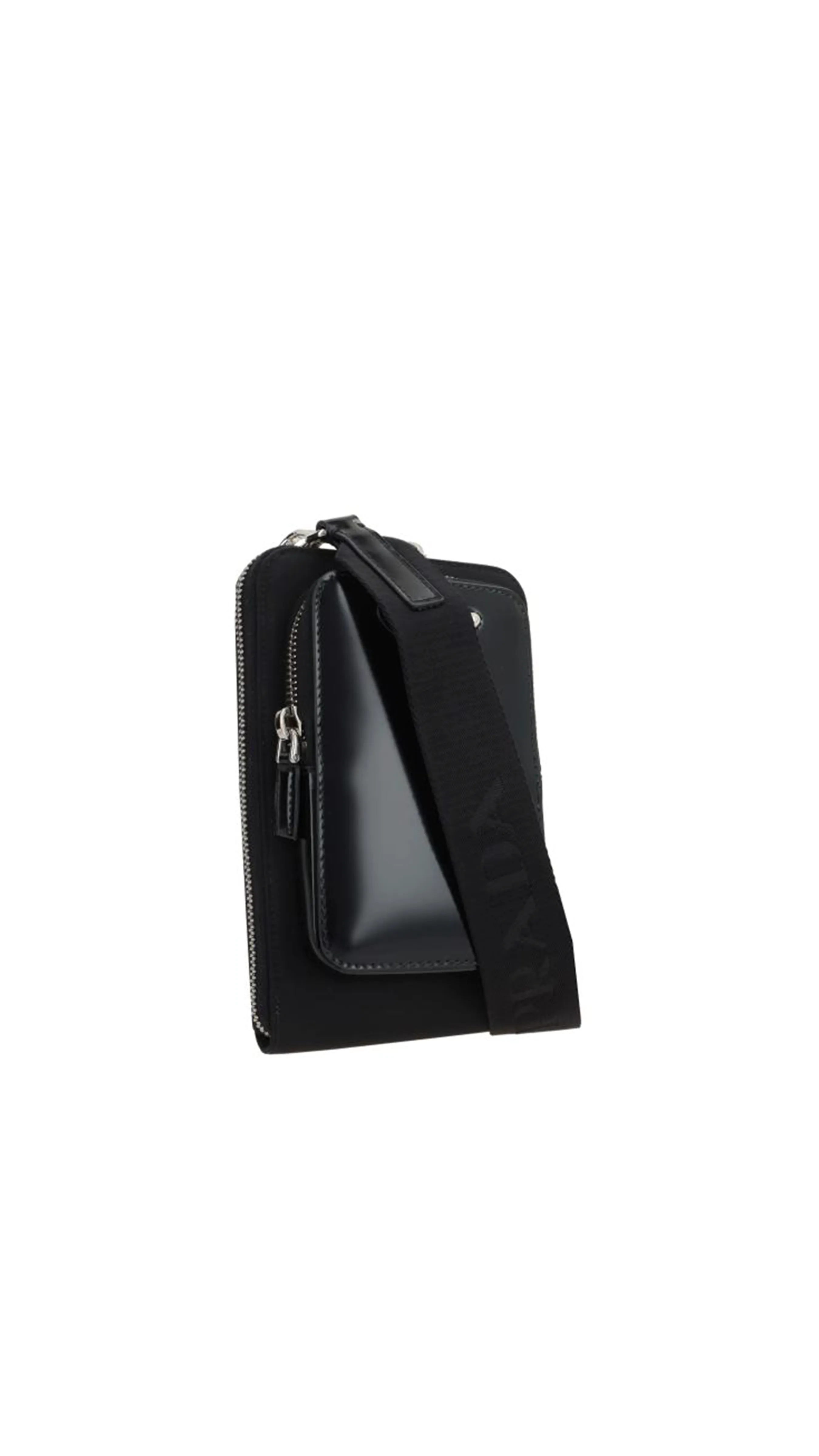 Re-Nylon And Brushed Leather Smartphone Case - Black