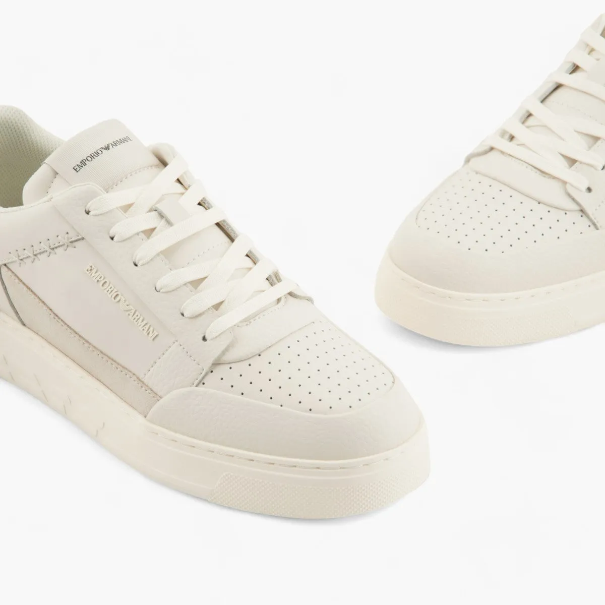 Regenerated Leather Sneaker With Stitch Detailing