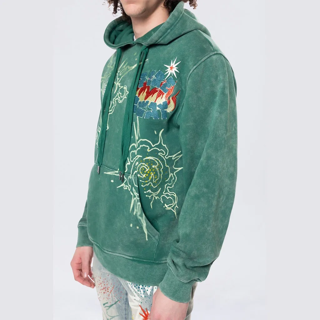 Rhinestone Dystopia Hoodie - Celtic Green