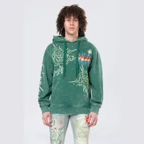 Rhinestone Dystopia Hoodie - Celtic Green