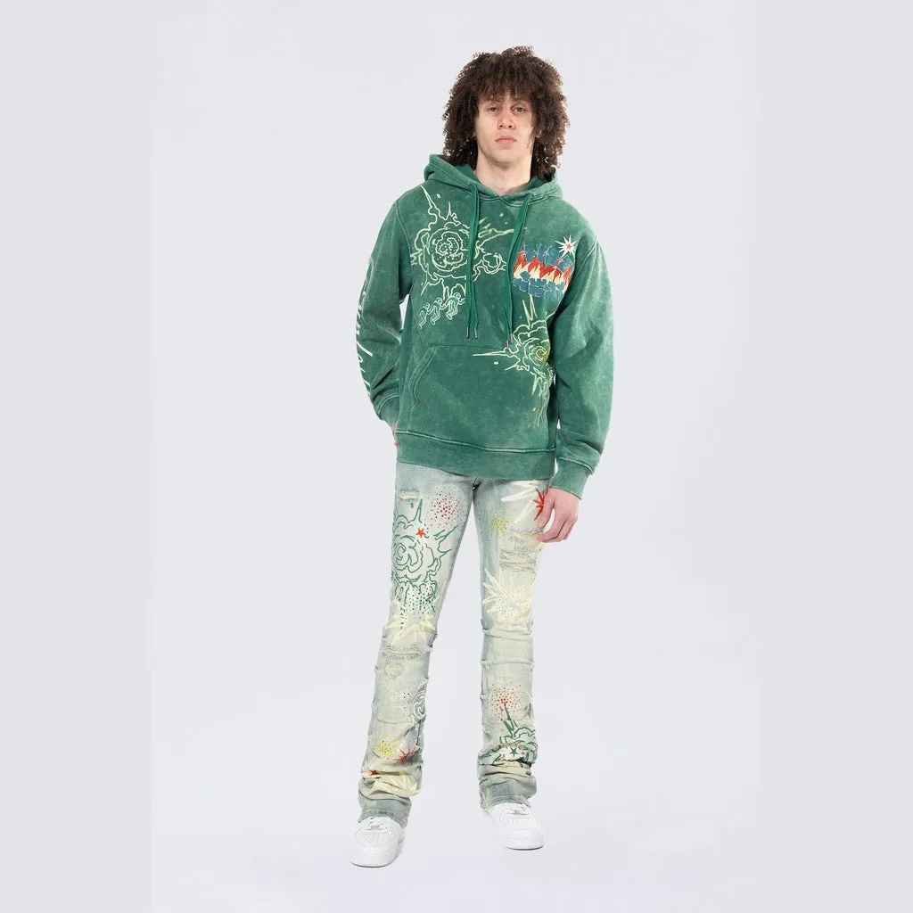 Rhinestone Dystopia Hoodie - Celtic Green