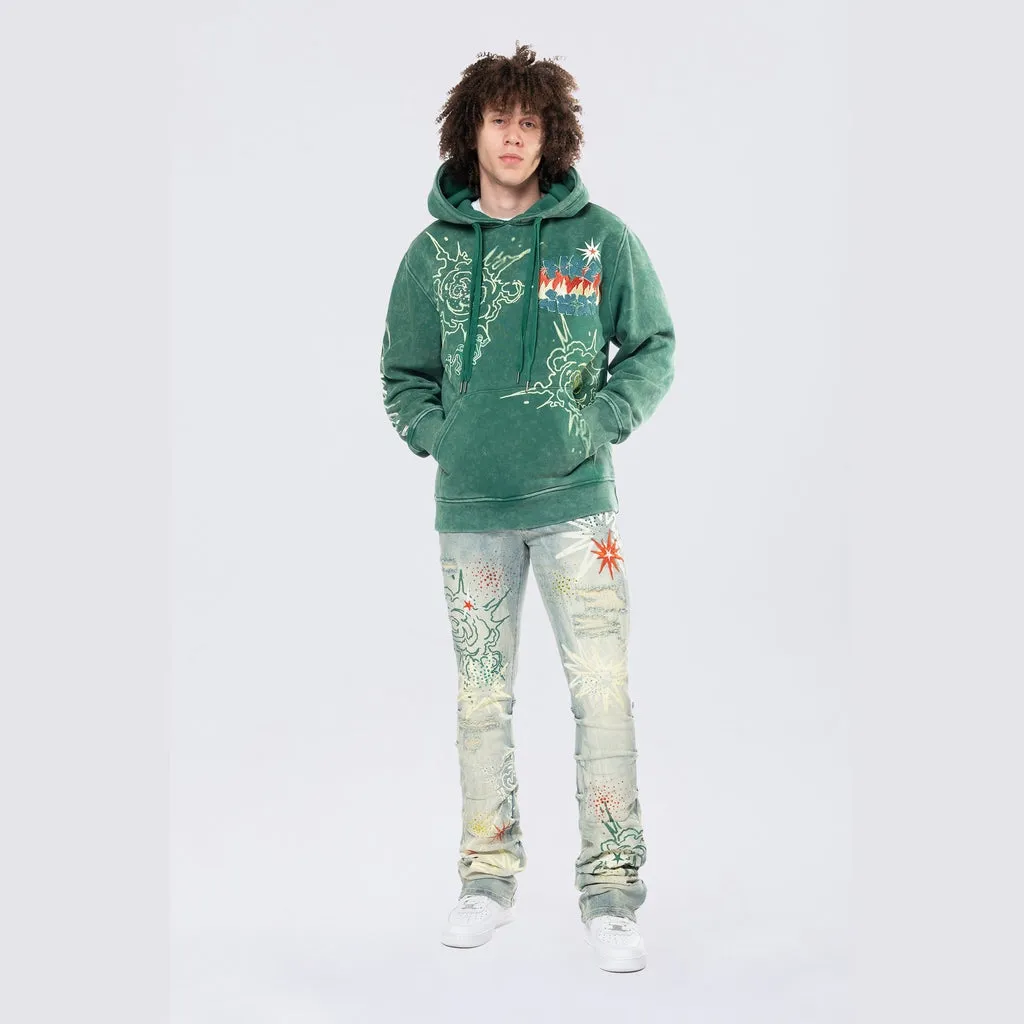 Rhinestone Dystopia Hoodie - Celtic Green