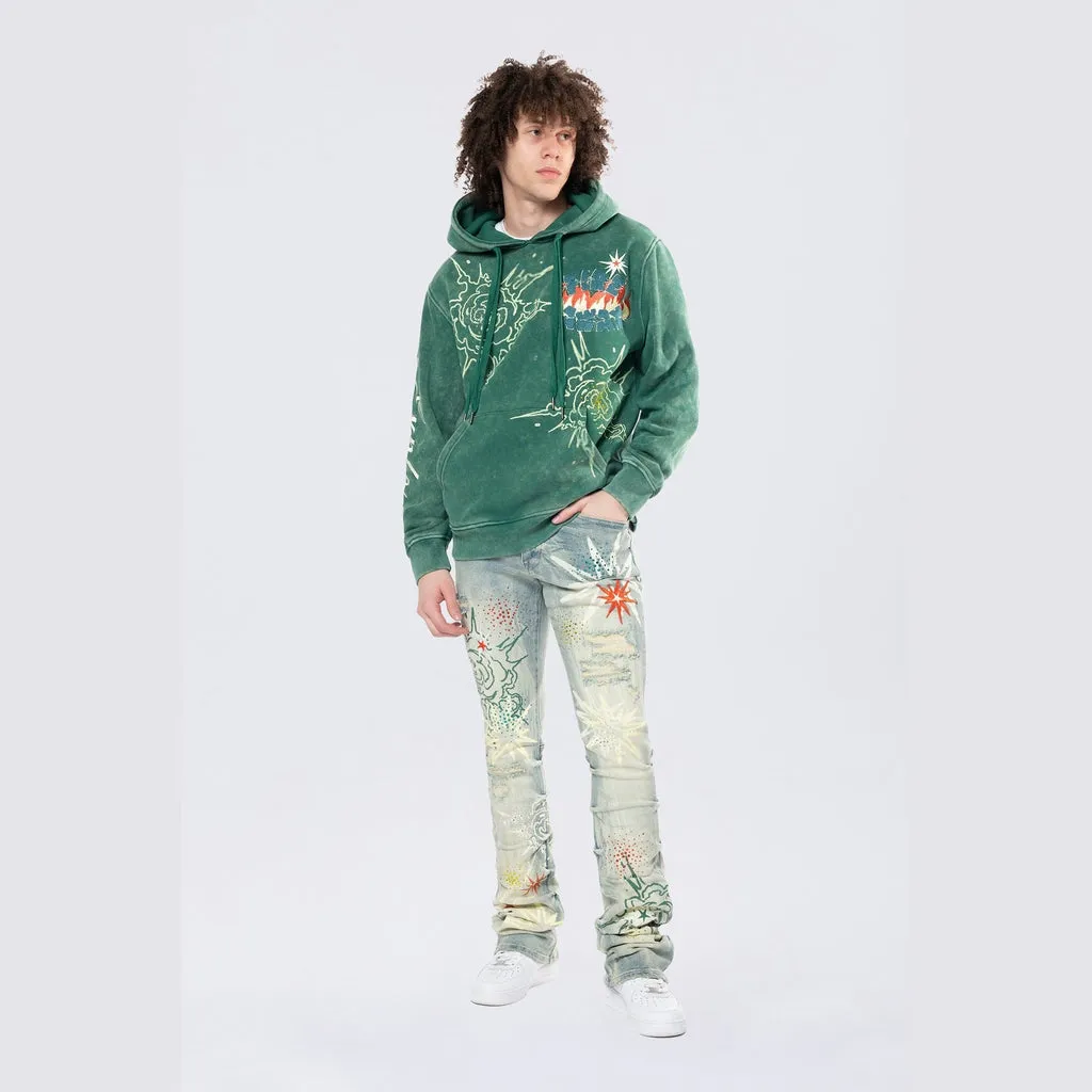 Rhinestone Dystopia Hoodie - Celtic Green