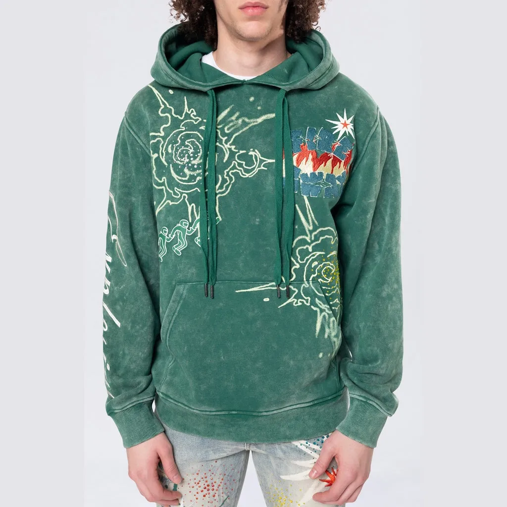 Rhinestone Dystopia Hoodie - Celtic Green