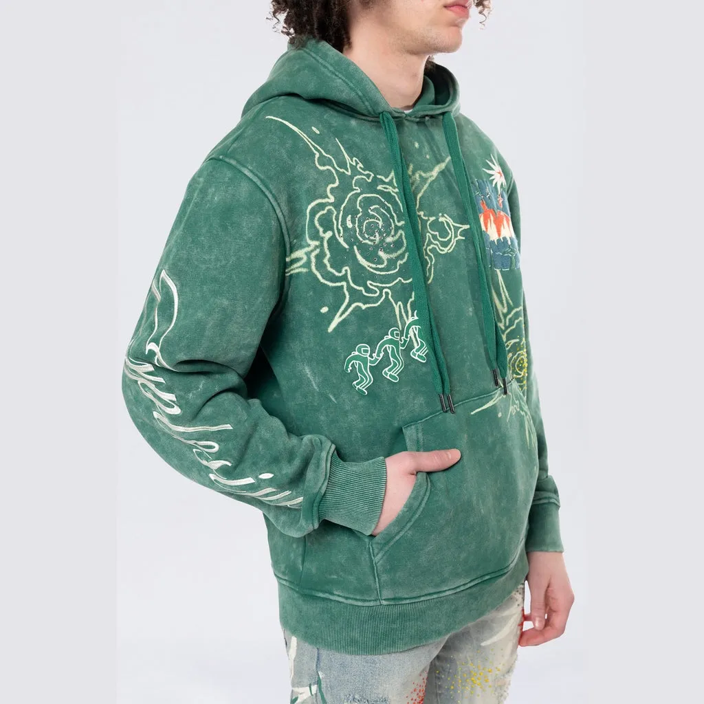 Rhinestone Dystopia Hoodie - Celtic Green