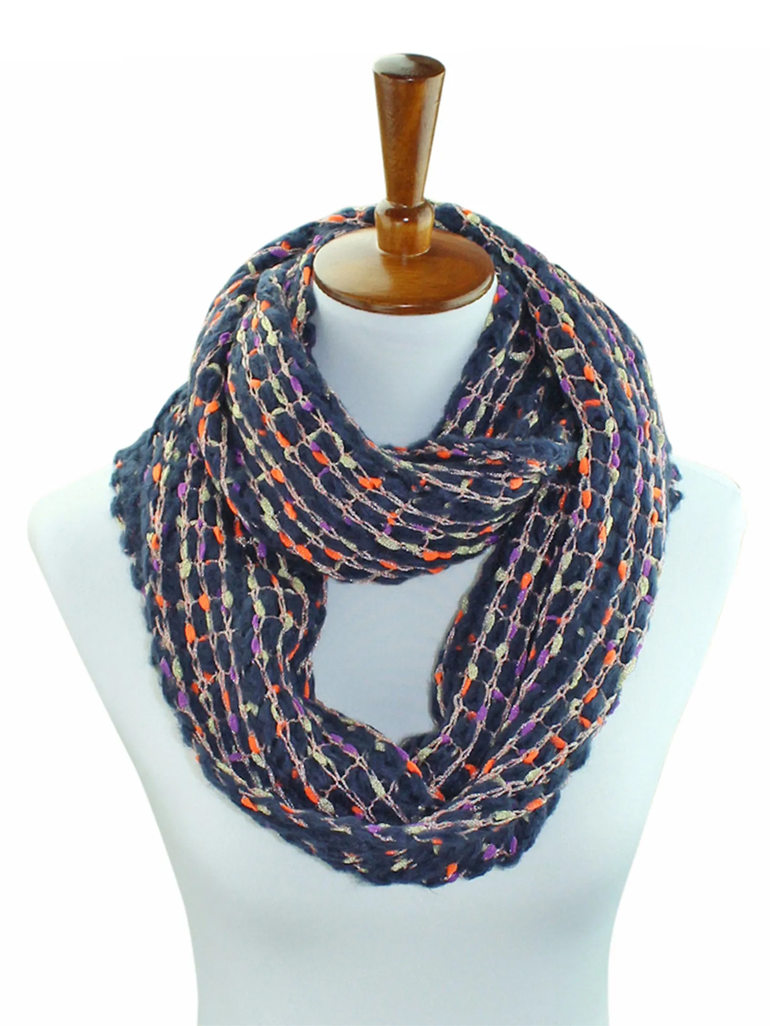 Ribbon Winter Knit Infinity Scarf