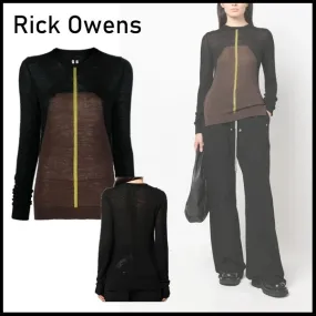 RICK OWENS  |Crew Neck Wool Long Sleeves V-neck & Crew neck