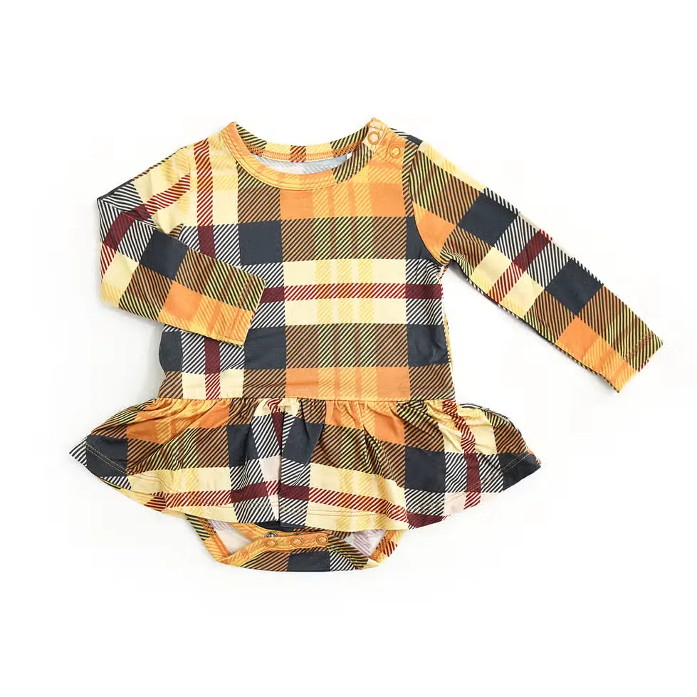 River Plaid L/S Tutu Bodysuit