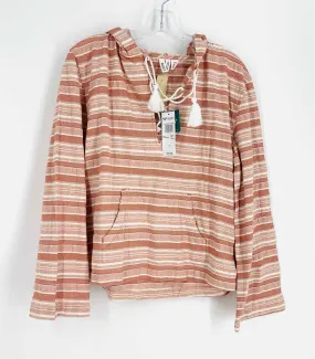 Roxy Size S Orange/Cream Stripe Hooded NEW Pullovers Pullover