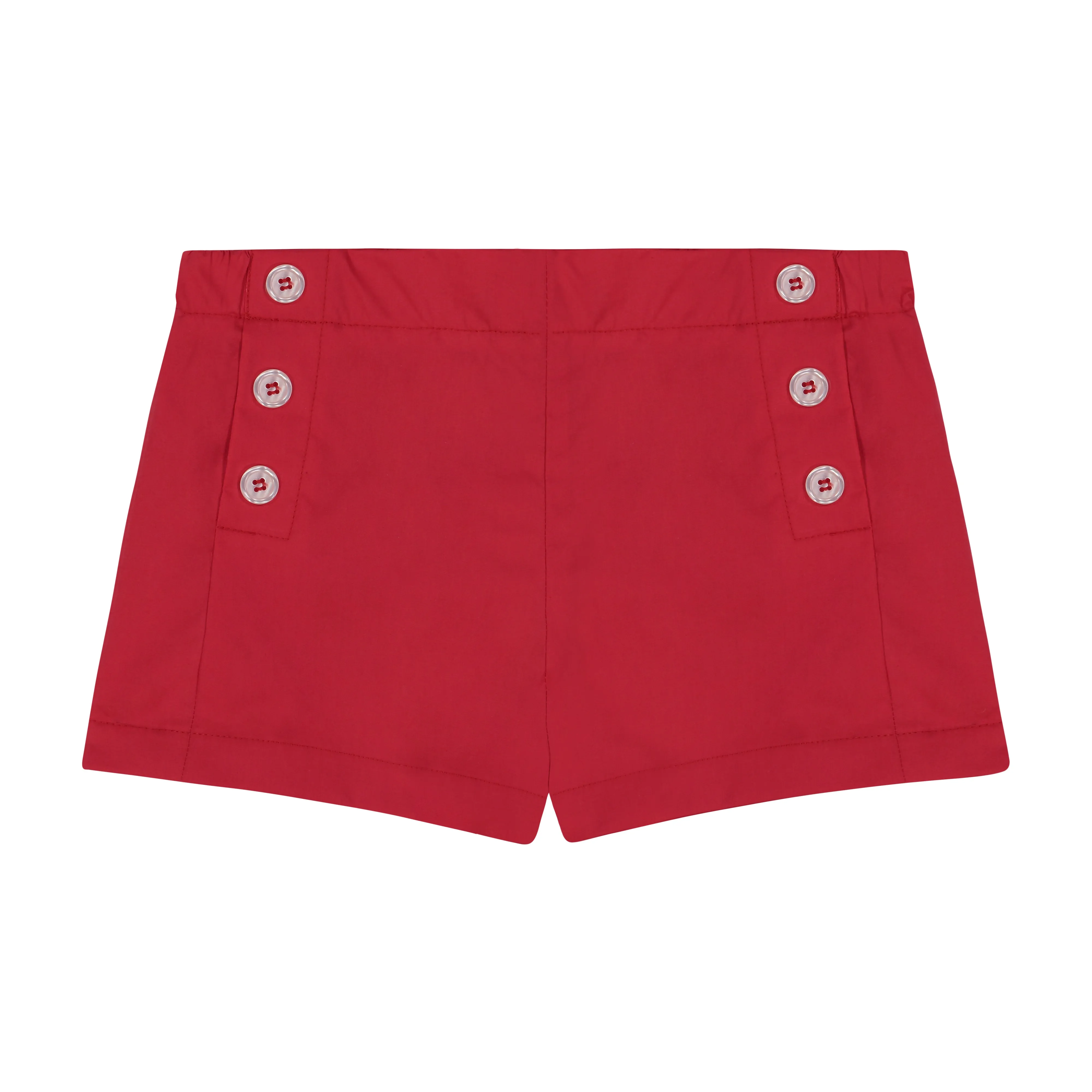 Sailor Button Shorts Red Poplin