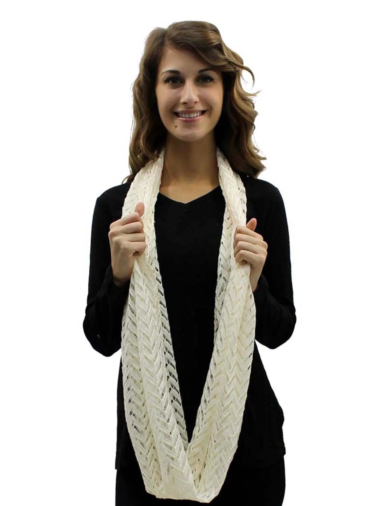 Sheer Chevron Lace Infinity Scarf