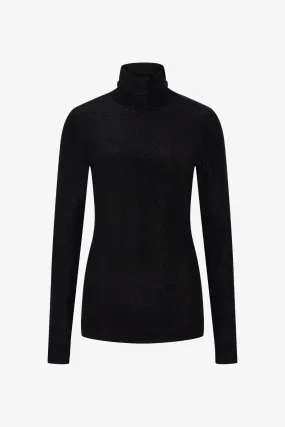 Shiny Sweater with Stand-Up Collar