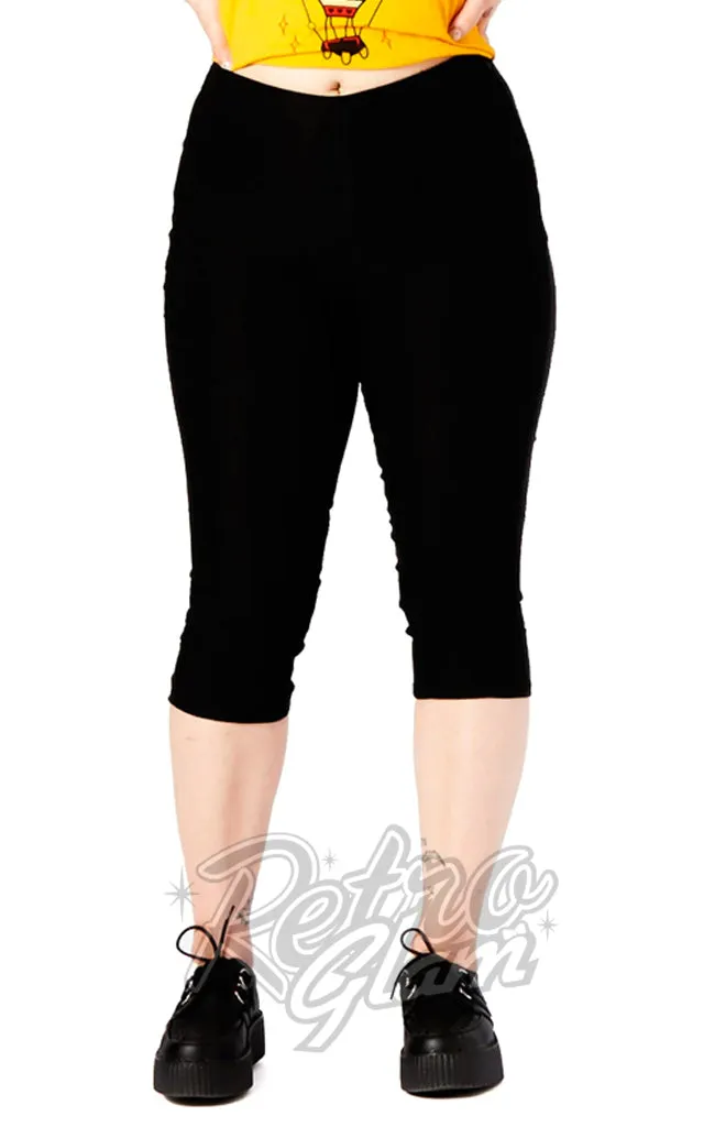 Sourpuss Cuffed Capri Pants in Black