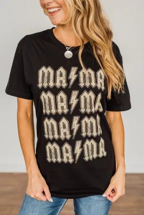 Striking Mama Lightning Bolt Graphic Tee- Black